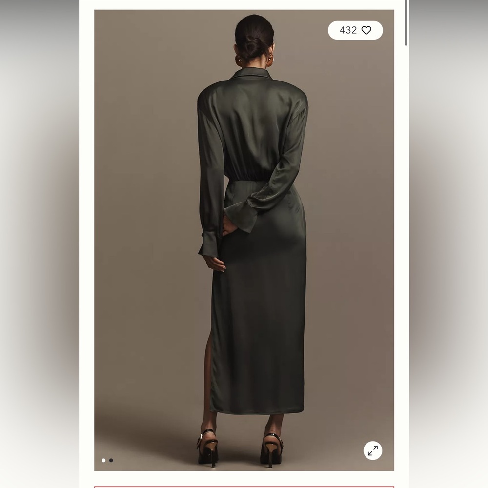 ASTR The Label Elizabello Satin Midi Shirt Dress Black NEW Size Small - Picture 5 of 14